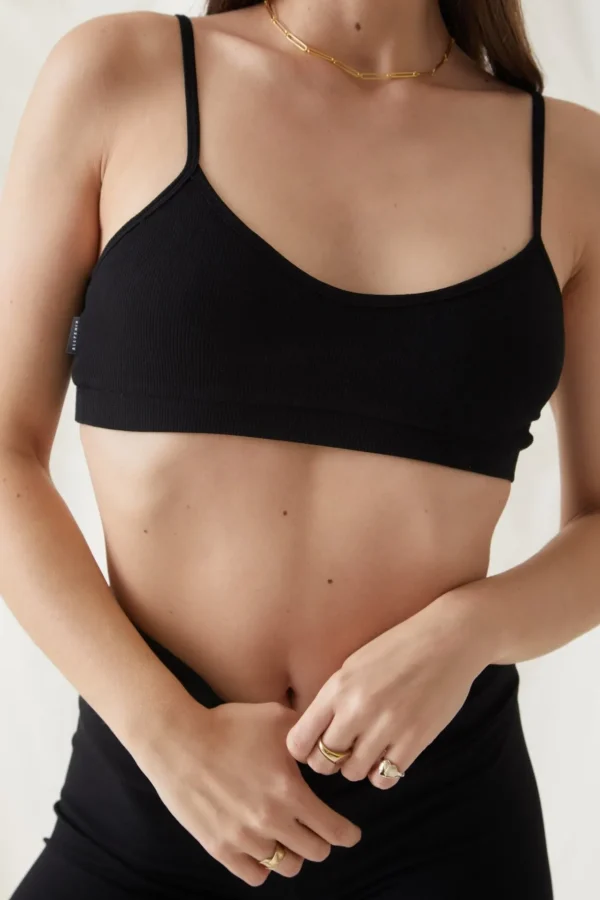 Sports Bras<ALL FENIX Rib Cotton Bralette Black