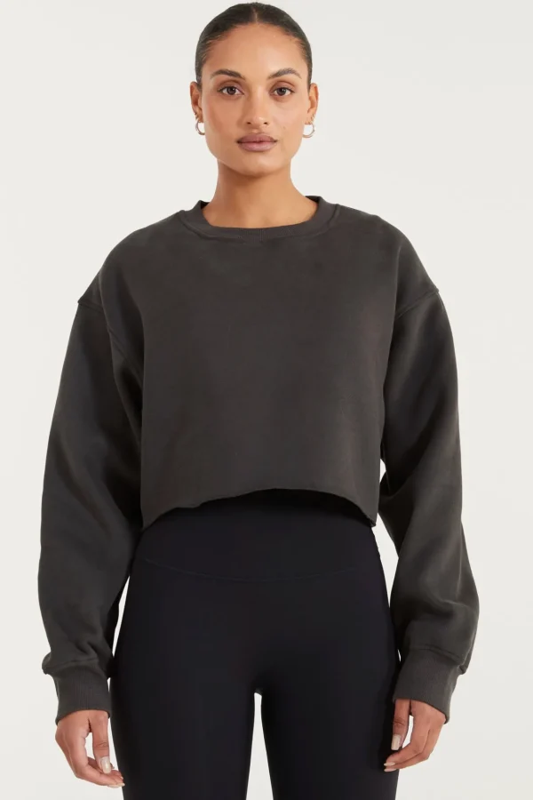 Jumpers & Hoodies<ALL FENIX Spencer Crew Crop Sweater Charcoal